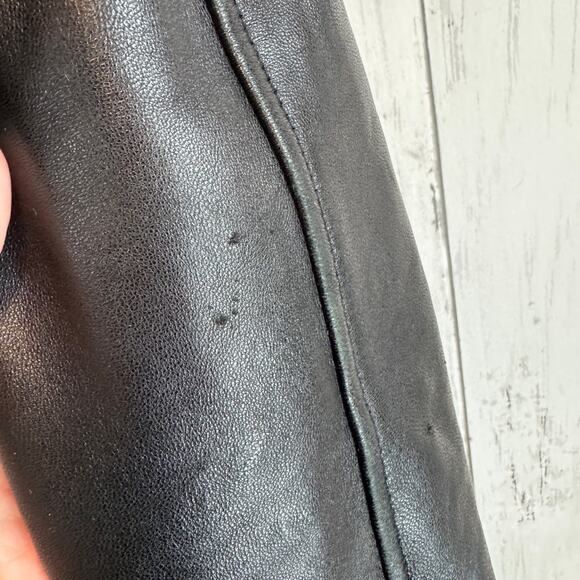 VTG Barcelino Black Full-Zip Cinch Waist Snap Collar Leather Jacket USA Size XS - Picture 6 of 16